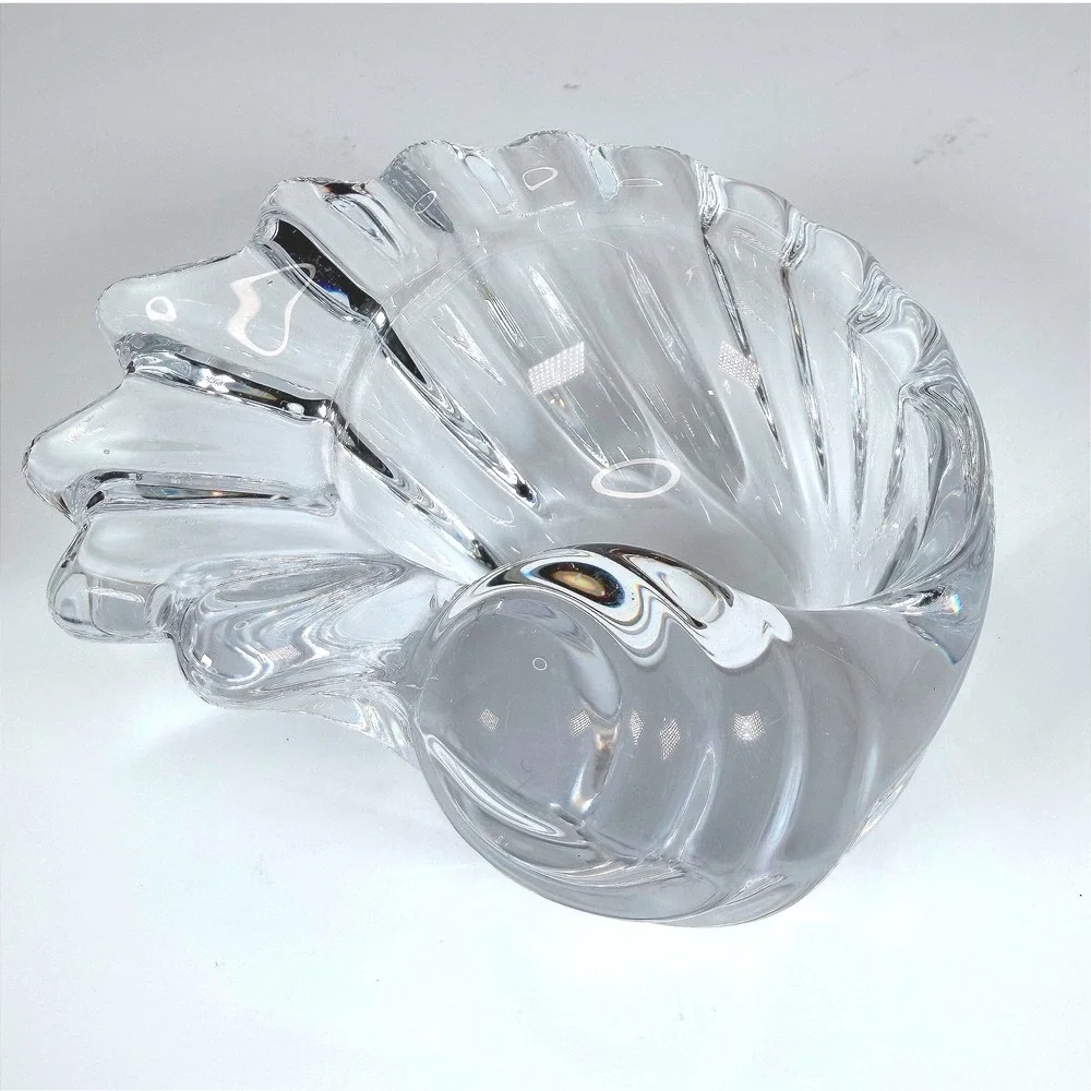 Clear Crystal Seashell Trinket or candy bowl‎ by Vannes made in France